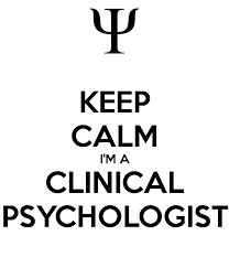 Psychology insignia with quote:"Keep calm I'm a clinical psychologist."